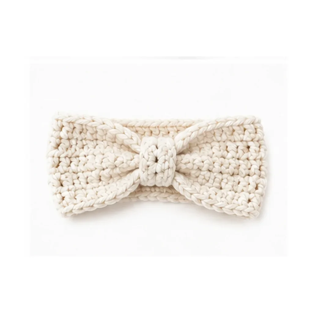Handmade 04 Cream Bow Headband — crochet and textile craft by Becka Crafts