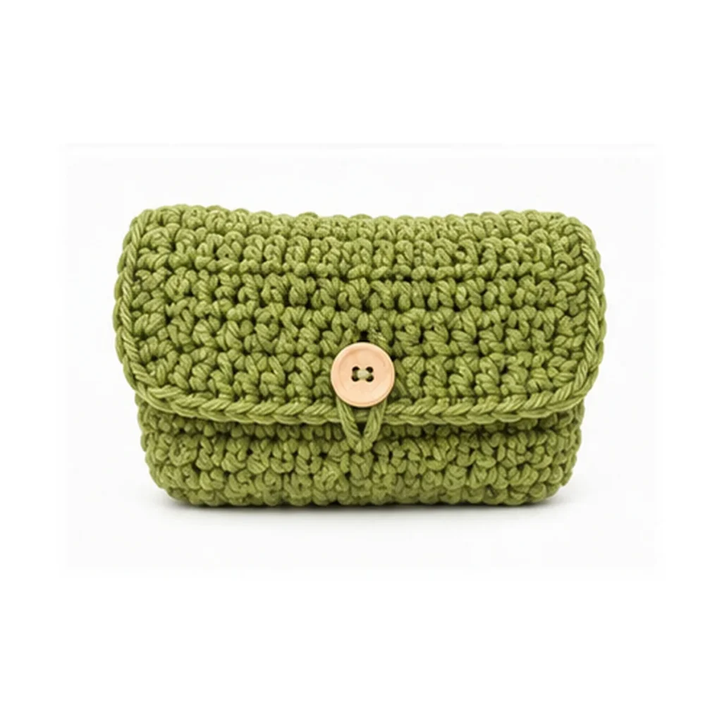 Handmade 10 Green Clutch — crochet and textile craft by Becka Crafts