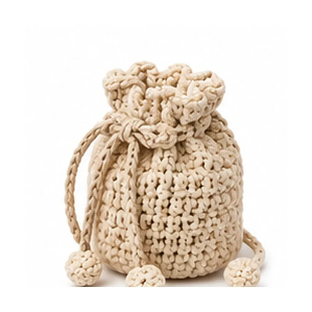 Handmade 22 Cream Drawstring Pouch — crochet and textile craft by Becka Crafts