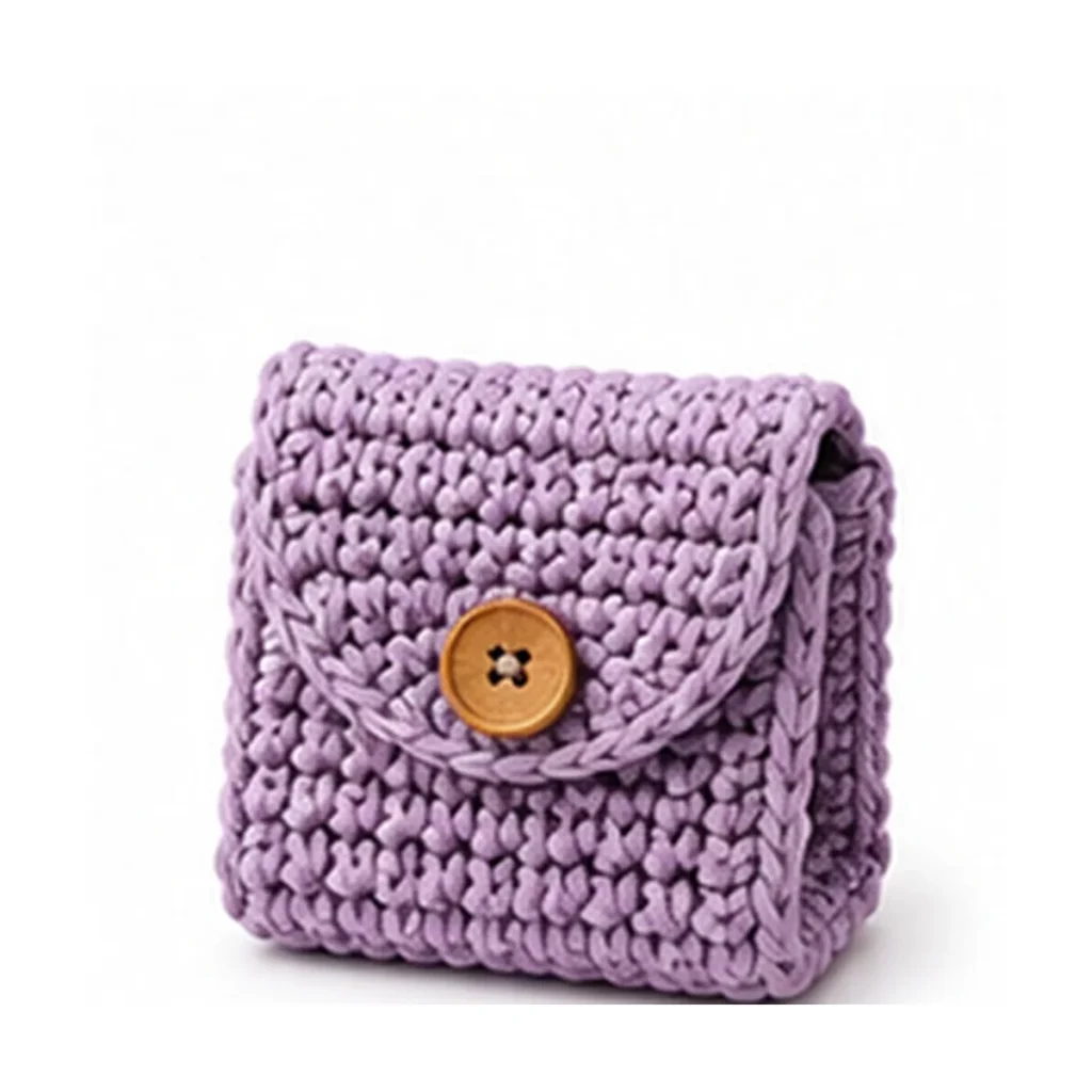 Handmade 23 Lilac Button Clutch — crochet and textile craft by Becka Crafts