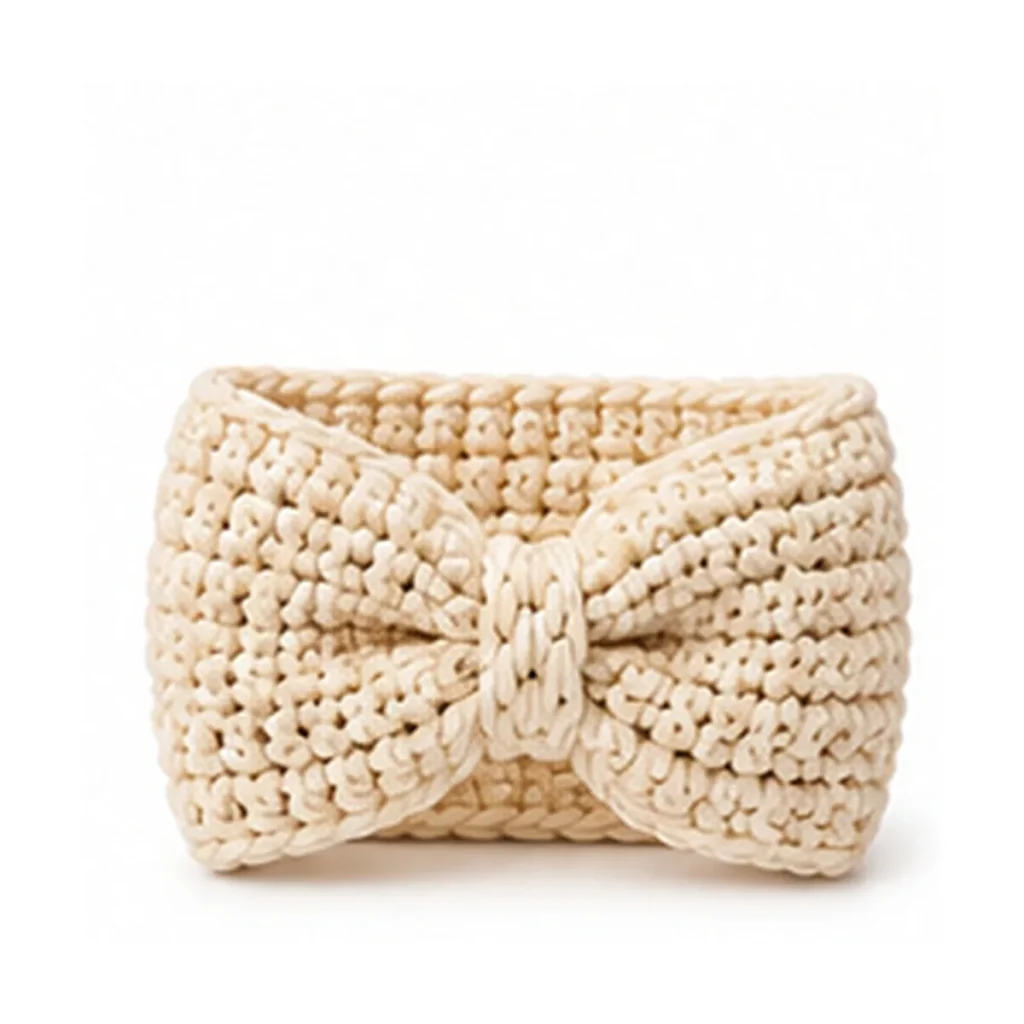 Handmade 24 Cream Bow Headband — crochet and textile craft by Becka Crafts