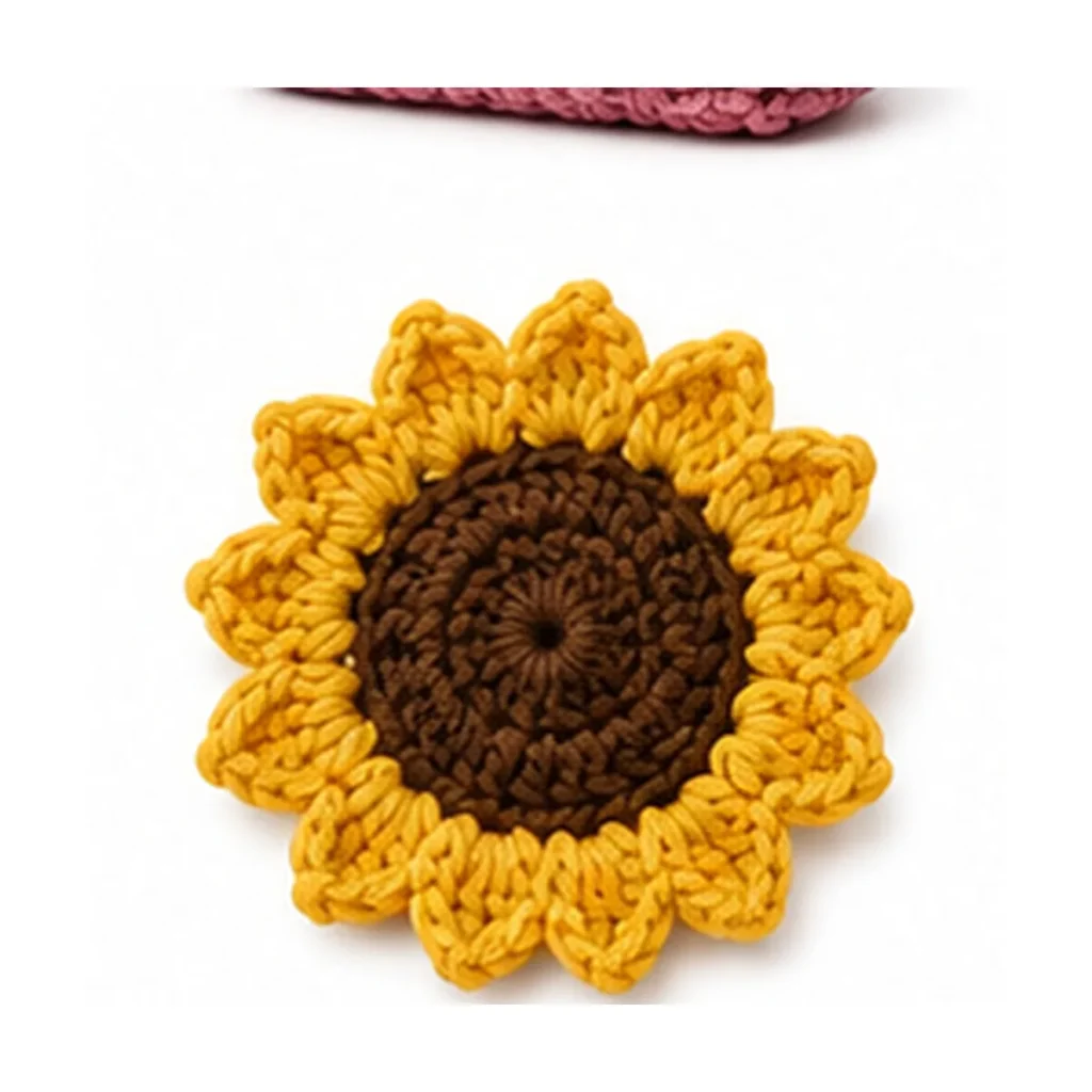 Handmade 26 Sunflower Coaster — crochet and textile craft by Becka Crafts
