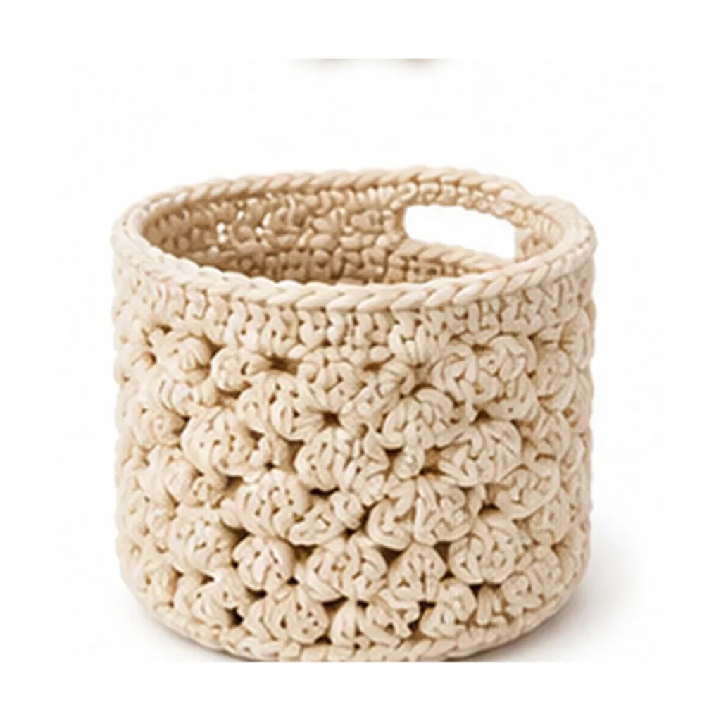 Handmade 31 Cream Storage Basket — crochet and textile craft by Becka Crafts