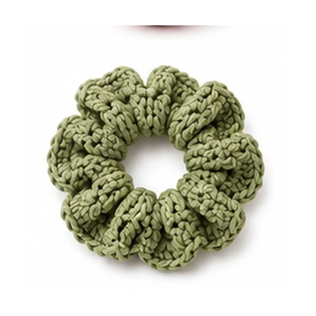 Handmade 39 Olive Scrunchie — crochet and textile craft by Becka Crafts
