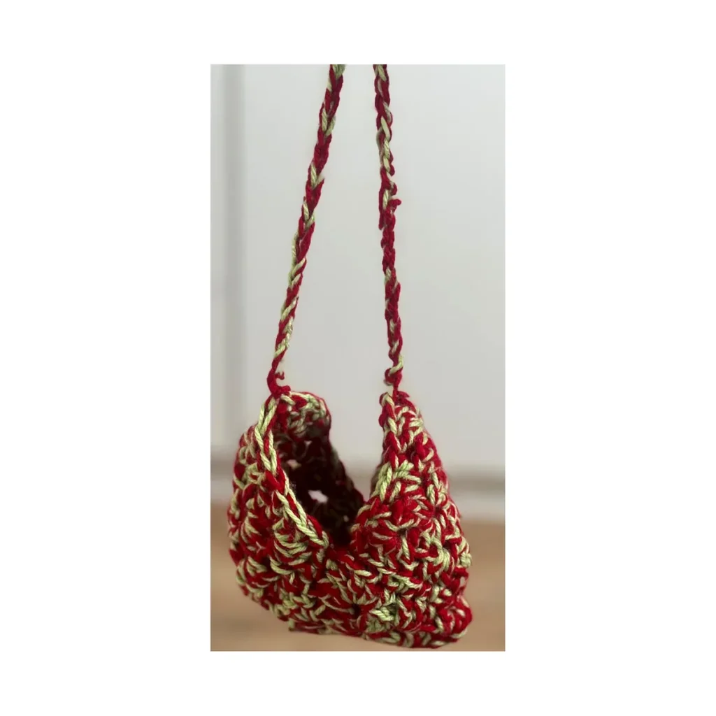Handmade 07 Red Green Mini Shoulder Bag — crochet and textile craft by Becka Crafts