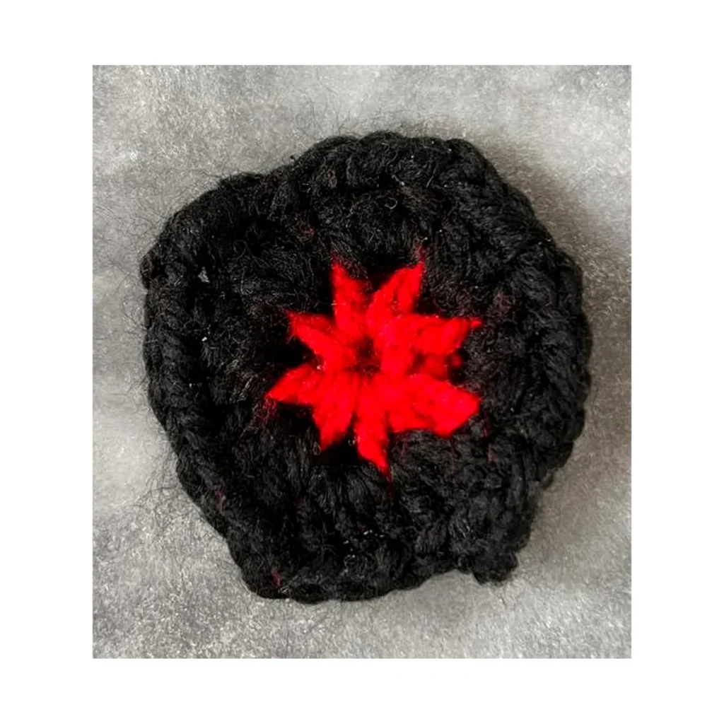 Handmade 14 Black Red Round Crochet Piece — crochet and textile craft by Becka Crafts