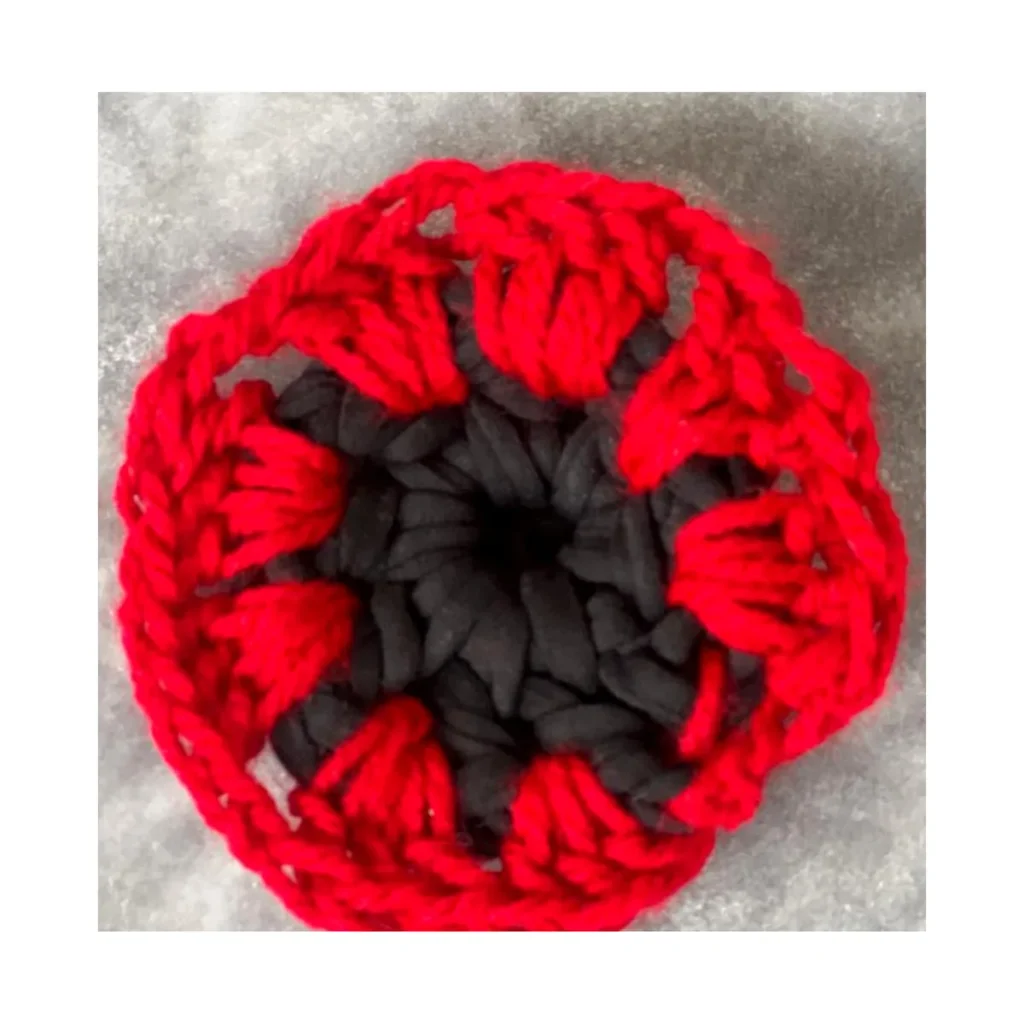 Handmade 16 Red Black Round Crochet Piece — crochet and textile craft by Becka Crafts